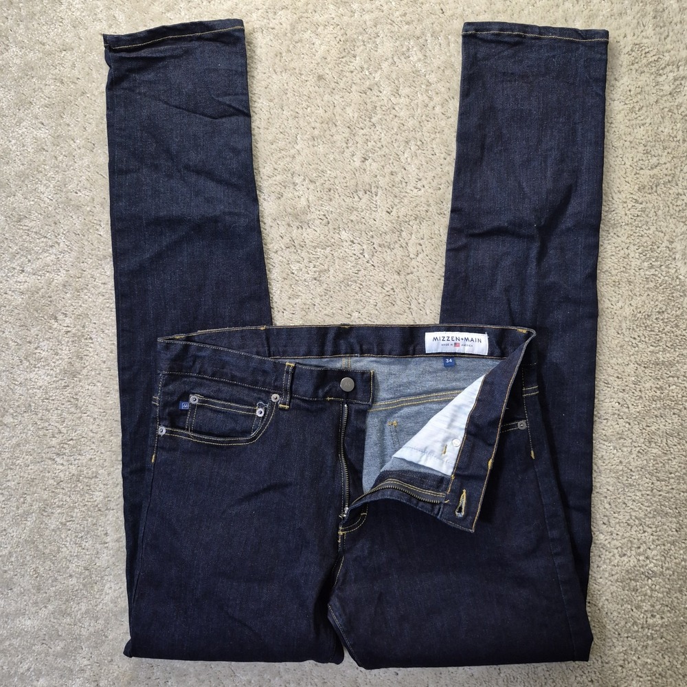 Mizzen Main Skinny Jeans Mens 34/36 Dark Wash Blue Stretch Comfort Skate Punk